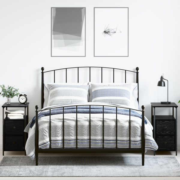 Armario de Noche con cajón 2 pcs Roble negro 30 x 60 x 60 cm D