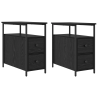 Armario de Noche con cajón 2 pcs Roble negro 30 x 60 x 60 cm 2