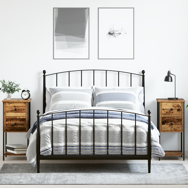 Armario de Noche con cajón 2 pcs Madera vieja 32 x 42 x 70 cm M 5