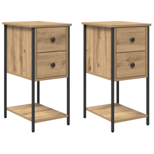 Armario de Noche con cajón 2 pcs Roble artisan 32 x 42 x 70 cm H