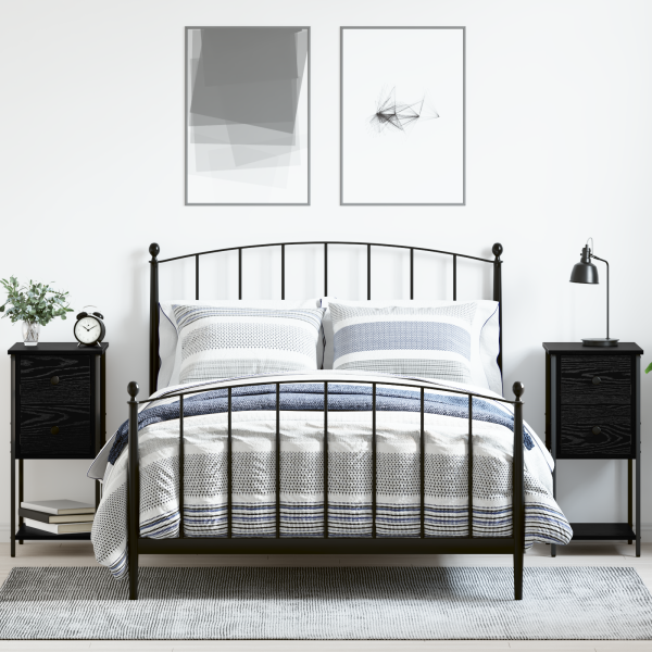 Armario de Noche con cajón 2 pcs Roble negro 32 x 42 x 70 cm D