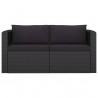 2 pcs conjunto sofás de jardim c/ almofadões vime PE preto 3
