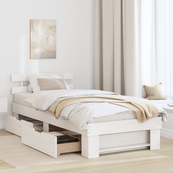 Estrutura da Cama Branco 90 x 190 cm Madeira de Pinheiro M 5