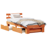 Estructura de cama con cajón con cabecera con almacenamiento Marrón cera 90 x 190 cm 3