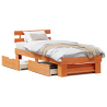 Estrutura da Cama com gaveta com cabeceira com armazenamento Castanho-mel 90 x 190 cm 4