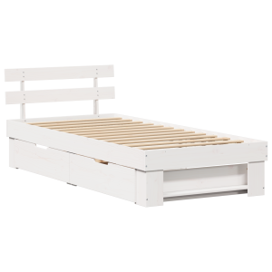 Estrutura da Cama Branco 75 x 190 cm Madeira de Pinheiro Sólido H