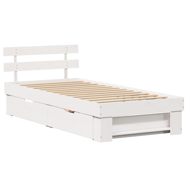 Estrutura da Cama Branco 75 x 190 cm Madeira de Pinheiro Sólido M 2