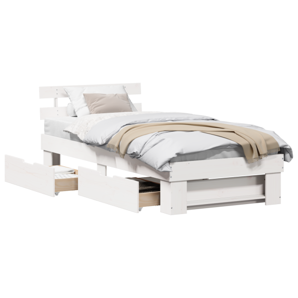 Estructura de cama Blanco 75 x 190 cm Madera de pino sólido M 3
