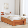 Estrutura da Cama com gaveta com cabeceira com armazenamento Castanho-mel 75 x 190 cm 1