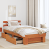 Estrutura da Cama com gaveta com cabeceira com armazenamento Castanho-mel 75 x 190 cm 5