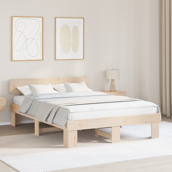 Estructura de cama Marrón 160 x 200 cm Madera de pino sólido D