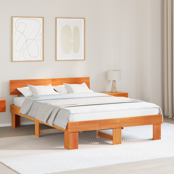 Estructura de cama Marrón cera 160 x 200 cm Madera de pino D