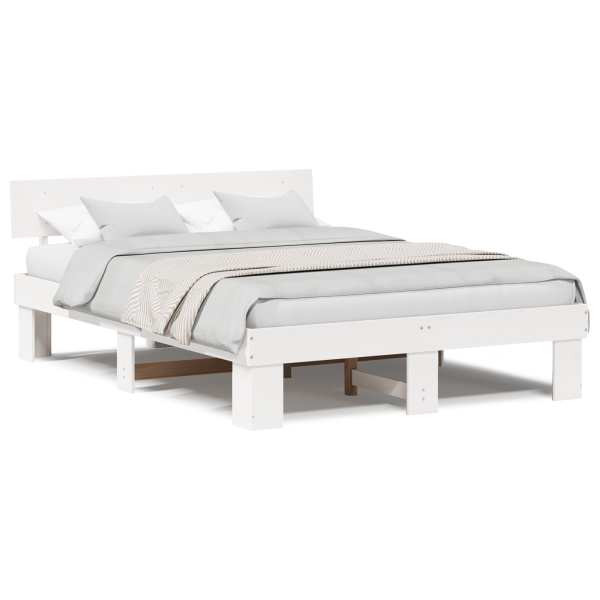 Estructura de cama Blanco 150 x 200 cm Madera de pino sólido M 4