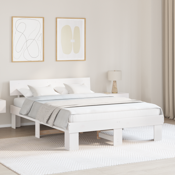 Estructura de cama Blanco 140 x 200 cm Madera de pino sólido D
