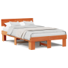 Estructura de cama con cabecera Marrón cera 120 x 200 cm 4