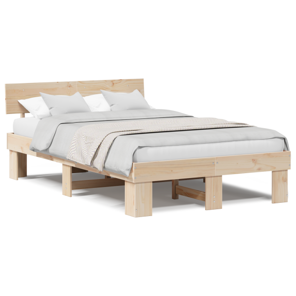 Estrutura da Cama com cabeceira Castanho 140 x 190 cm M 4