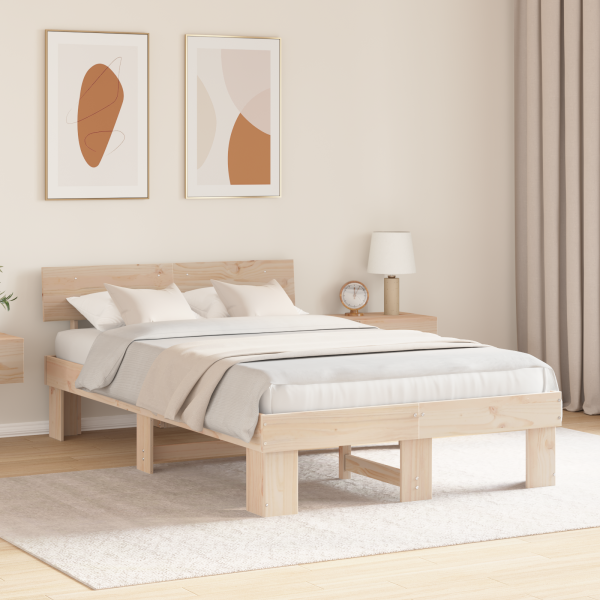 Estructura de cama Marrón 135 x 190 cm Madera de pino sólido M 5