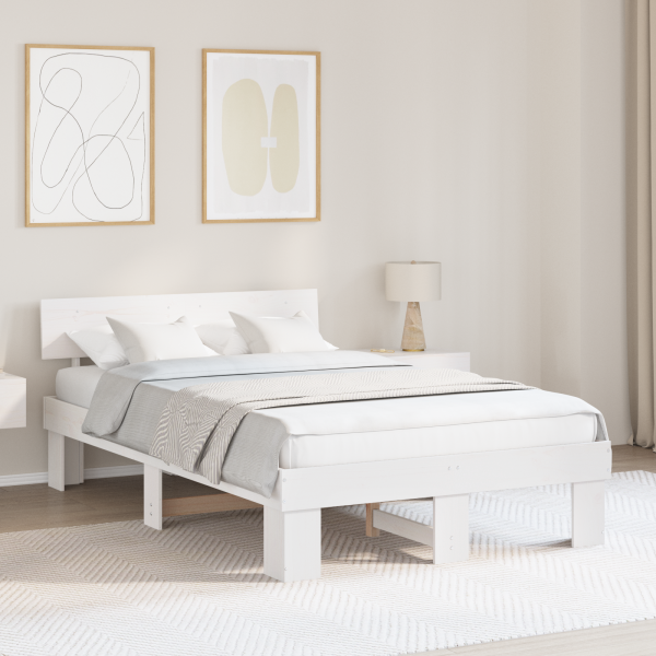 Estructura de cama Blanco 135 x 190 cm Madera de pino sólido D