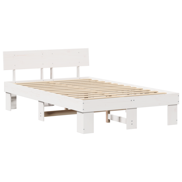 Estructura de cama Blanco 135 x 190 cm Madera de pino sólido M 2
