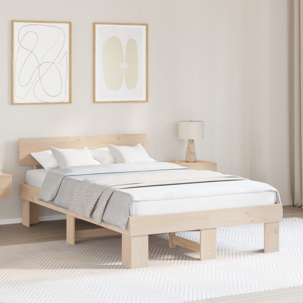 Estructura de cama Marrón 120 x 190 cm Madera de pino sólido D