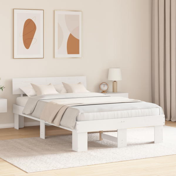 Estructura de cama Blanco 120 x 190 cm Madera de pino sólido M 5