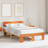 Estructura de cama con cabecera Marrón cera 120 x 190 cm 1