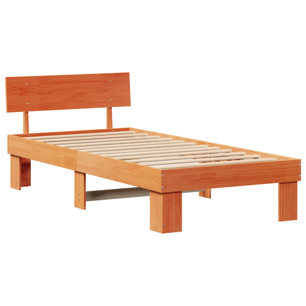 Estructura de cama con cabecera Marrón cera 80 x 200 cm M 2