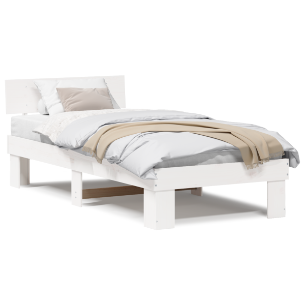 Estrutura da Cama Branco 75 x 190 cm Madeira de Pinheiro Sólido M 4