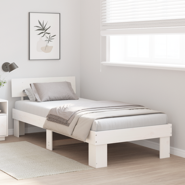 Estrutura da Cama Branco 75 x 190 cm Madeira de Pinheiro Sólido M 5