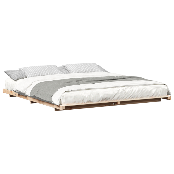 Estructura de cama Marrón 200 x 200 cm Madera maciza de pino M 3