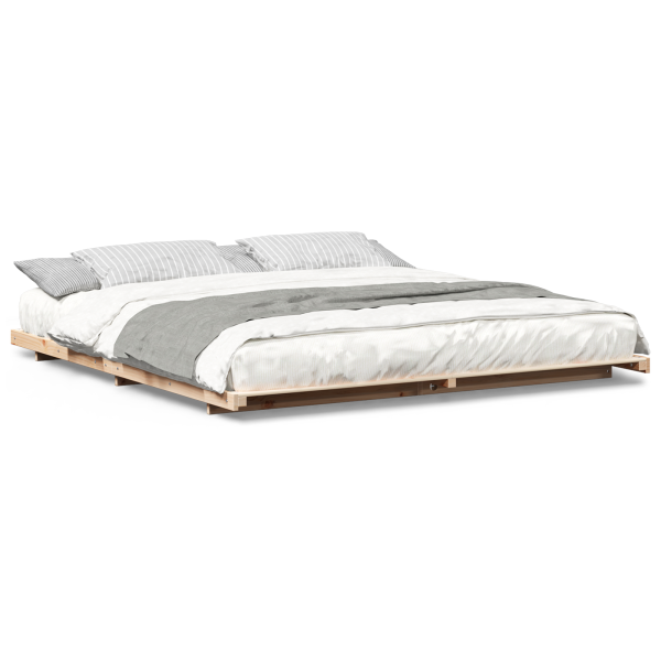 Estructura de cama Marrón 200 x 200 cm Madera maciza de pino M 4