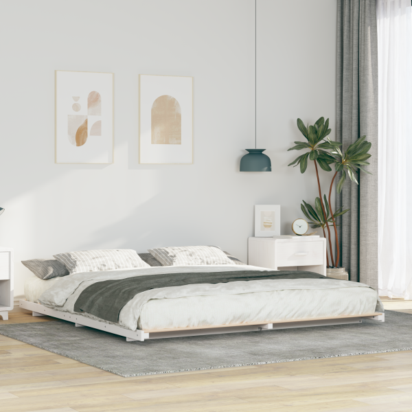 Estructura de cama Blanco 200 x 200 cm Madera maciza de pino D