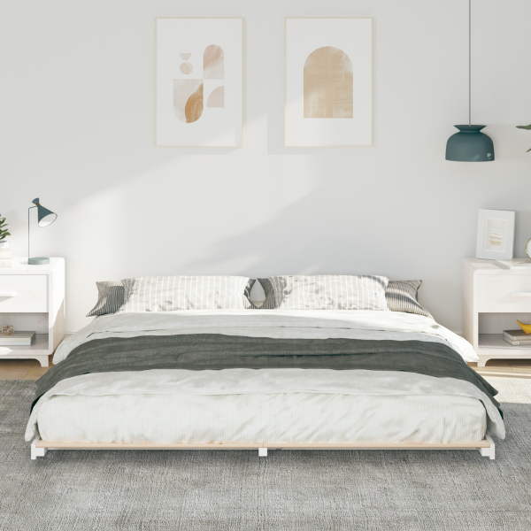 Estructura de cama Blanco 200 x 200 cm Madera maciza de pino M 5