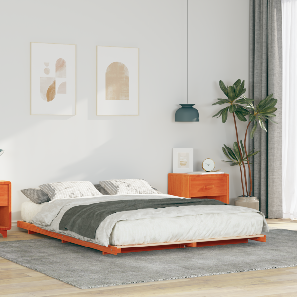 Estructura de cama Marrón cera 140 x 220 cm D