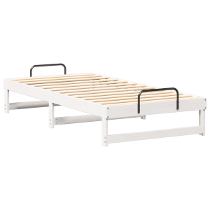 Estructura de cama con asas de transporte Blanco 75 x 190 cm H