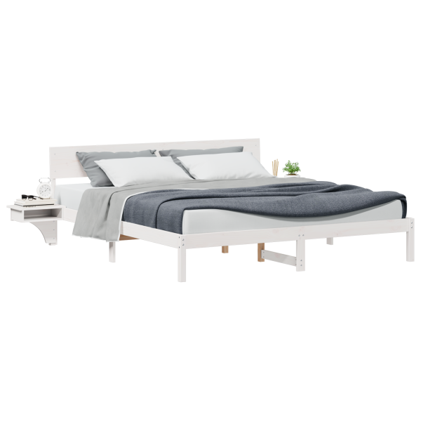 Estrutura de cama com mesas de cabeceira Branco 180 x 200 cm M 3