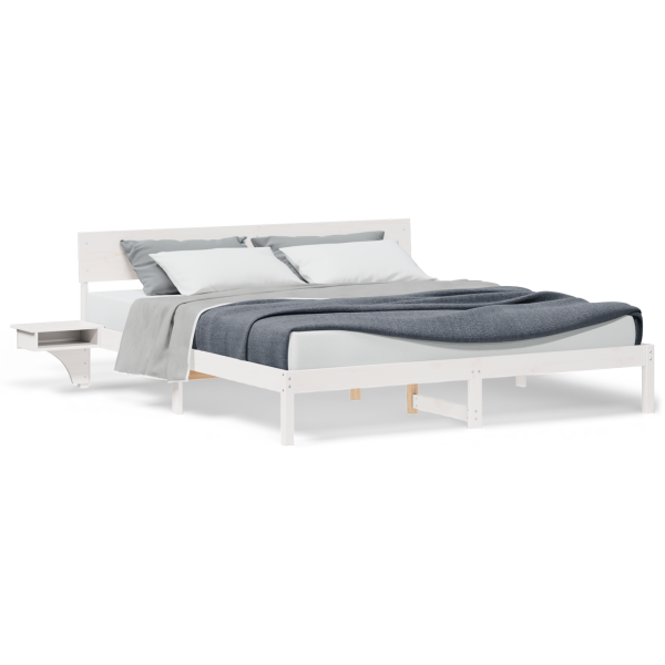 Estrutura de cama com mesas de cabeceira Branco 180 x 200 cm M 4