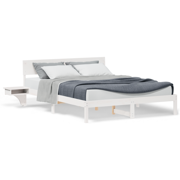 Estrutura de cama com mesas de cabeceira Branco 160 x 200 cm M 4