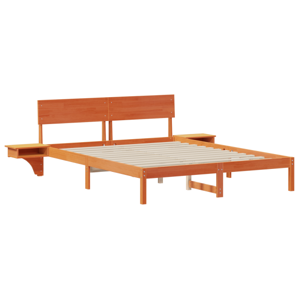 Estrutura de cama com mesas de cabeceira Castanho-mel M 2