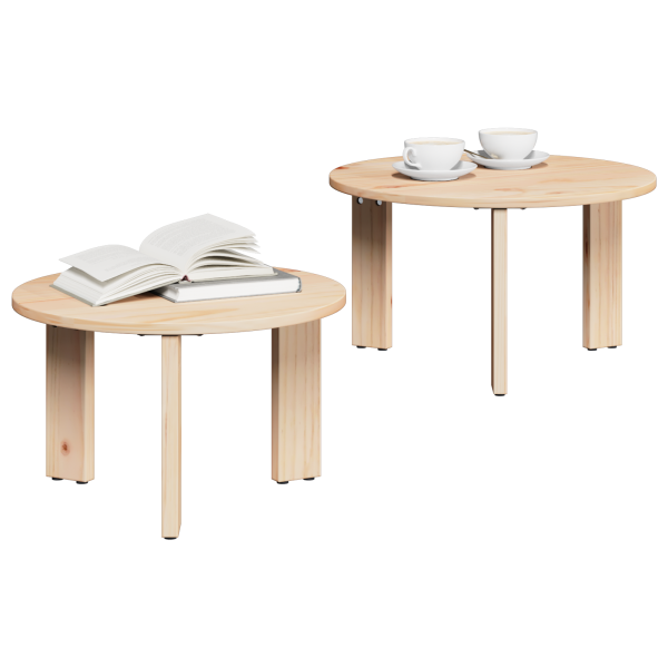 Conjunto de Mesas de Café 2 pcs Natural 47.5 x 47.5 x 27 cm M 3