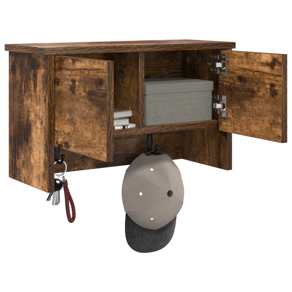 Perchero de pared con estante Roble ahumado 50 x 20 x 30 cm M 3