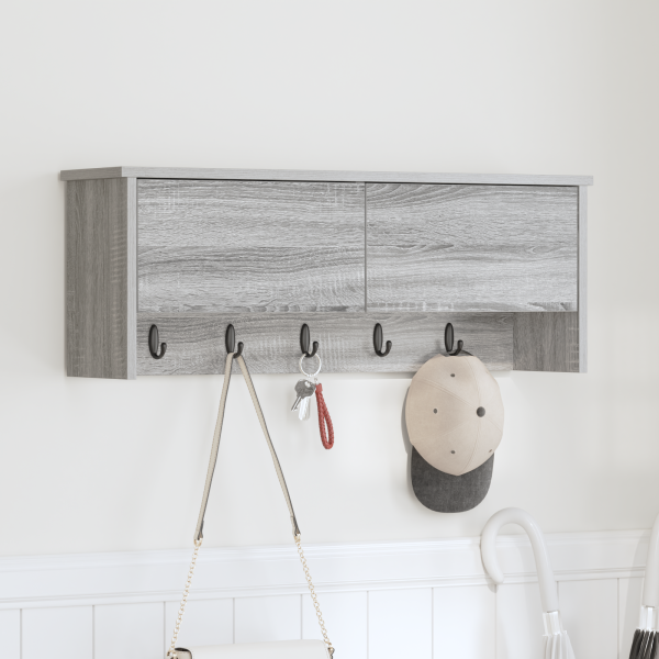 Perchero de pared con estante Gris sonoma 80 x 20 x 30 cm D