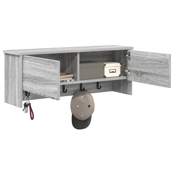 Perchero de pared con estante Gris sonoma 80 x 20 x 30 cm M 3