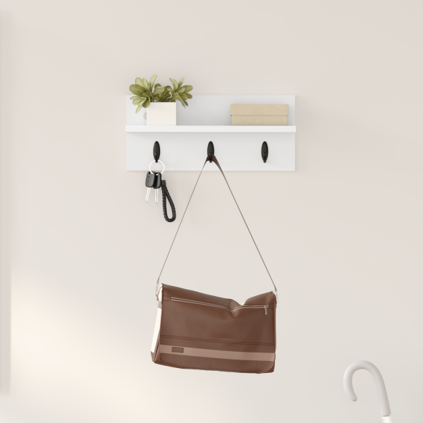 Perchero de pared Blanco 40 x 10.5 x 18 cm Madera contrachapada D