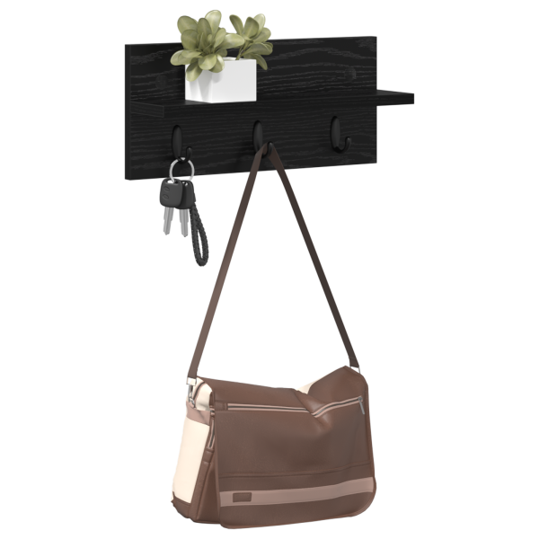 Perchero de pared con estante Roble negro 40 x 10.5 x 18 cm M 3