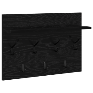 Perchero de pared con estante Roble negro 60 x 40 x 12 cm H