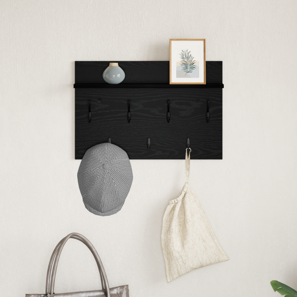 Perchero de pared con estante Roble negro 60 x 40 x 12 cm M 4