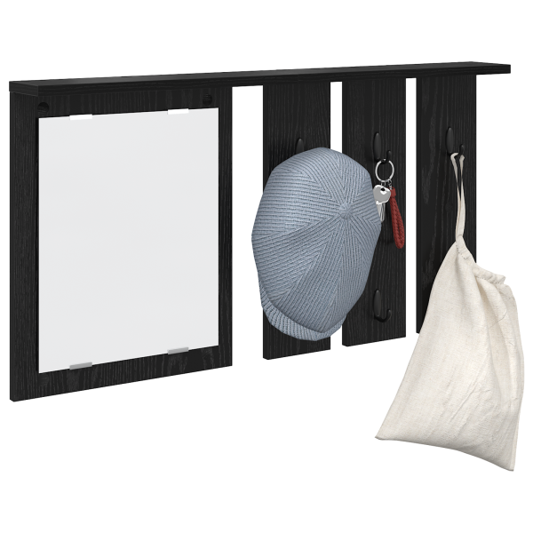 Perchero de pared con estante Roble negro 85 x 10 x 45 cm M 3