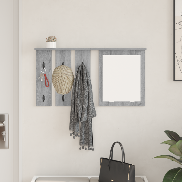 Perchero de pared con estante Gris sonoma 85 x 10 x 45 cm M 4