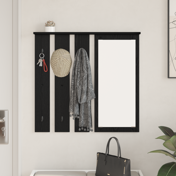 Perchero de pared con estante Roble negro 84 x 10 x 80 cm M 4